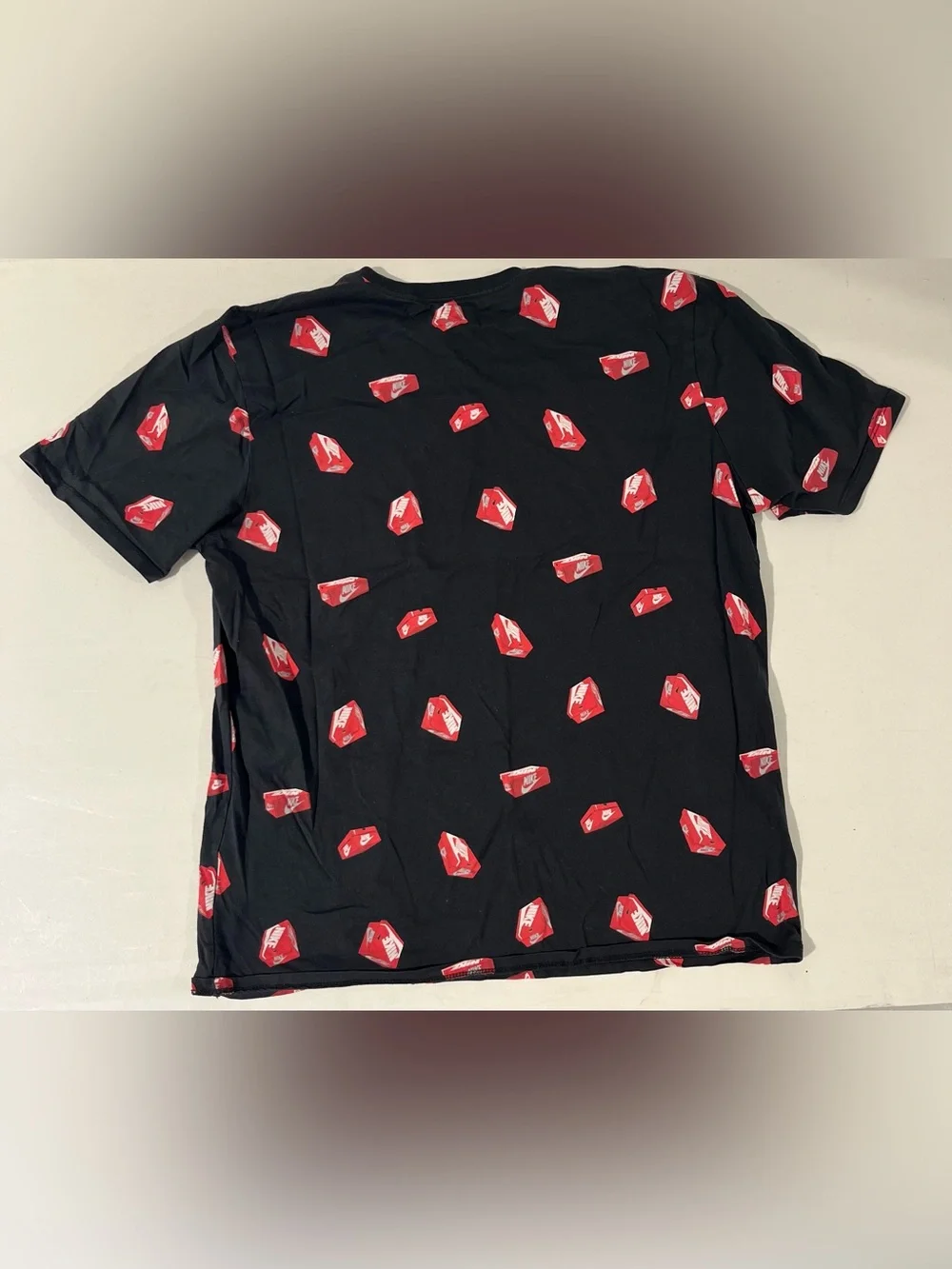 Nike Black Crewneck Tee with Red Box Print